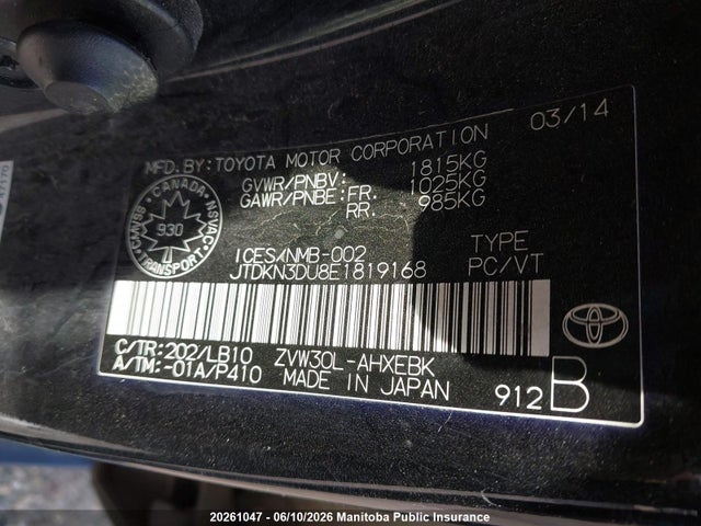 2014 Toyota Prius მანქანა იყიდება აუქციონზე, vin: JTDKN3DU8E1819168, აუქციონის ნომერი: 20261047