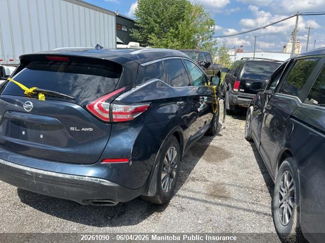 2015 Nissan Murano Sl მანქანა იყიდება აუქციონზე, vin: 5N1AZ2MH6FN223706, აუქციონის ნომერი: 20261090