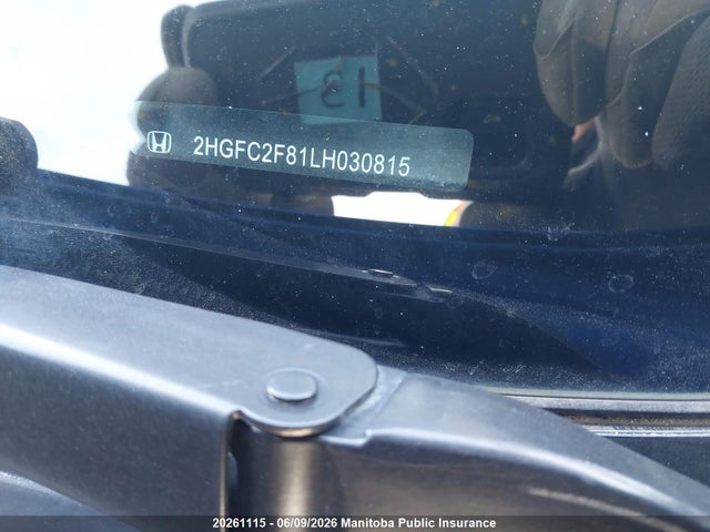 20261115 :رقم المزاد ، 2HGFC2F81LH030815 vin ، 2020 Honda Civic Sport مزاد بيع