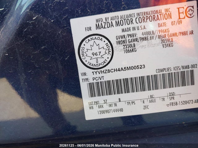 Auction sale of the 2010 Mazda Mazda6 Gs, vin: 1YVHZ8CH4A5M00523, lot number: 20261125