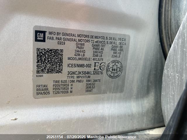 Chevrolet TRAX LS 2019 3GNCJKSB4KL320276 Image 9