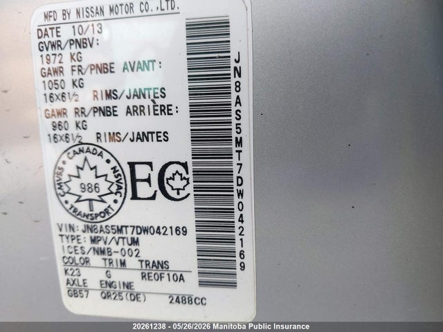 Aukcja sprzedaży 2013 Nissan Rogue S, vin: JN8AS5MT7DW042169, numer aukcji: 20261238