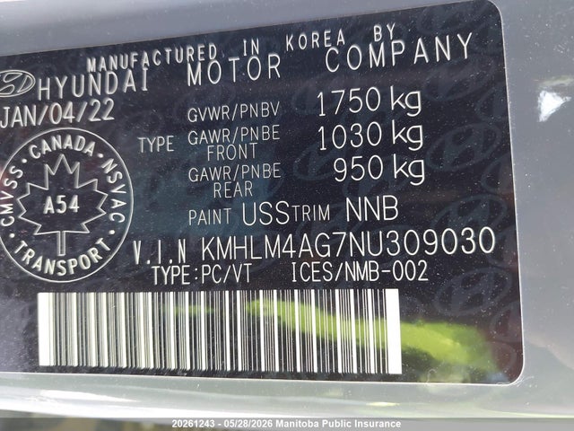 Auction sale of the 2022 Hyundai Elantra Preferred, vin: KMHLM4AG7NU309030, lot number: 20261243