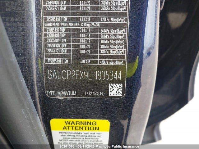Продаж на аукціоні авто 2020 Land Rover Discovery Sport Se P250, vin: SALCP2FX9LH835344, номер лоту: 20261363