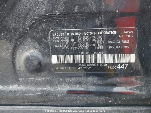 Продажа на аукционе авто 2017 Mitsubishi Rvr Se, vin: JA4AJ4AW7HZ610099, номер лота: 20261383