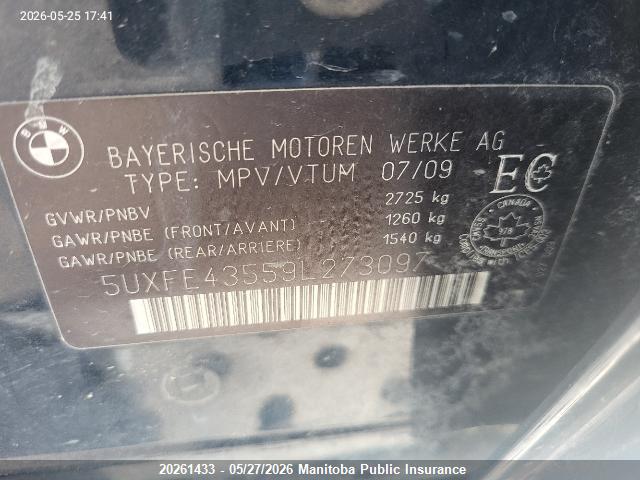 2009 Bmw X5 3.0si მანქანა იყიდება აუქციონზე, vin: 5UXFE43559L273097, აუქციონის ნომერი: 20261433