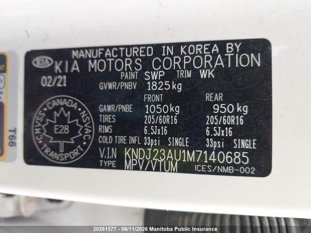 Продаж на аукціоні авто 2021 Kia Soul Lx, vin: KNDJ23AU1M7140685, номер лоту: 20261577