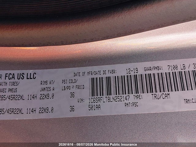 Dodge Ram 1500 Rebel Crew Cab 2020 1C6SRFLT8LN252147 Image 9