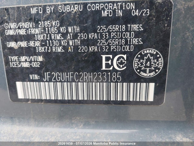 Продаж на аукціоні авто 2024 Subaru Crosstrek Onyx, vin: JF2GUHFC2RH233185, номер лоту: 20261659