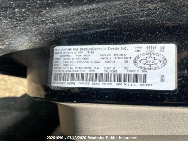 Продаж на аукціоні авто 2003 Dodge Dakota Sport V8 Quad Cab, vin: 1D7HL38N13S141573, номер лоту: 20261696