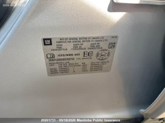 2014 Chevrolet Equinox 2lt მანქანა იყიდება აუქციონზე, vin: 2GNFLGEK5E6308792, აუქციონის ნომერი: 20261733