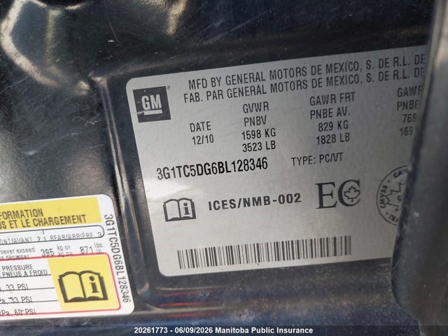 Продаж на аукціоні авто 2011 Chevrolet Aveo Ls, vin: 3G1TC5DG6BL128346, номер лоту: 20261773