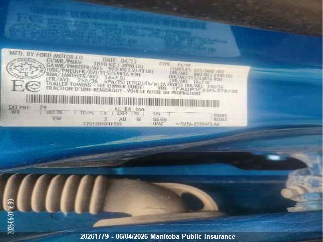 Ford FOCUS SE 2015 1FADP3F23FL278735 Image 9