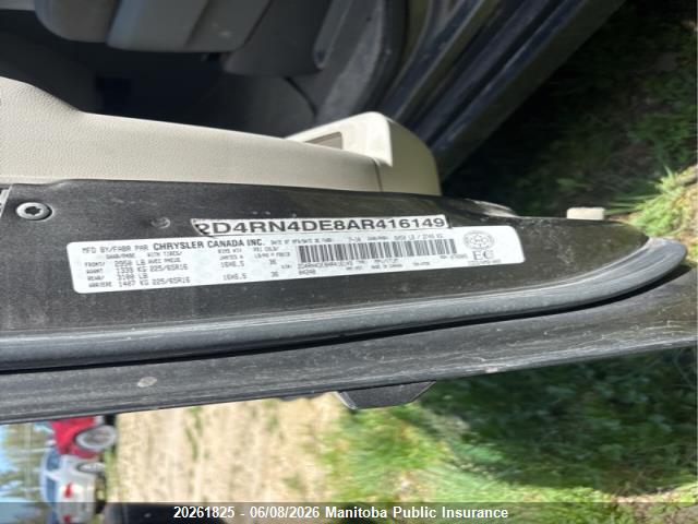 20261825 :رقم المزاد ، 2D4RN4DE8AR416149 vin ، 2010 Dodge Grand Caravan Se مزاد بيع