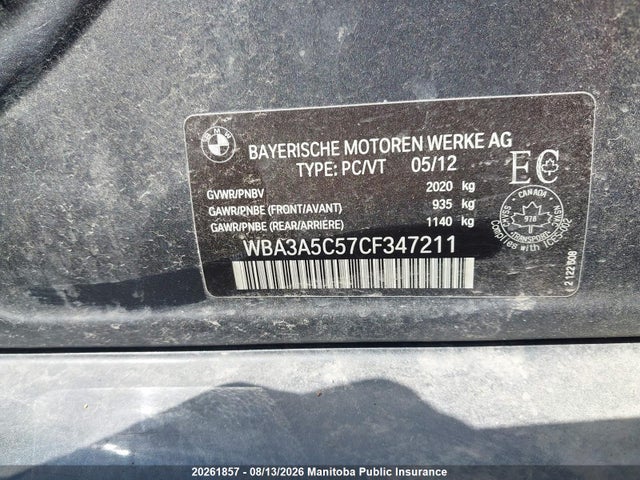 2012 Bmw 328i მანქანა იყიდება აუქციონზე, vin: WBA3A5C57CF347211, აუქციონის ნომერი: 20261857