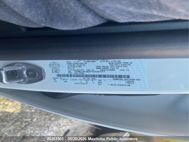 20261903 :رقم المزاد ، 1FMCU9JZ2TUA36171 vin ، 2026 Ford Escape Platinum Hev مزاد بيع