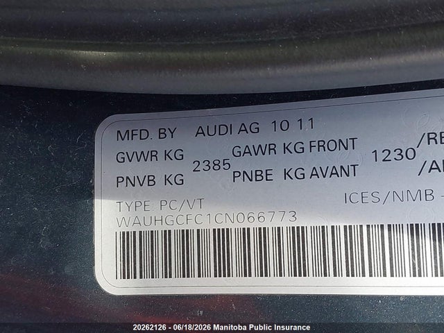 Продаж на аукціоні авто 2012 Audi A6 3.0t Quattro, vin: WAUHGCFC1CN066773, номер лоту: 20262126