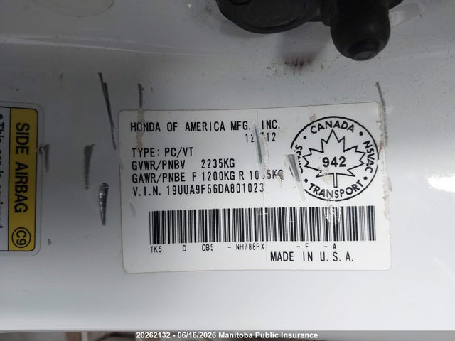 Aukcja sprzedaży 2013 Acura Tl, vin: 19UUA9F56DA801023, numer aukcji: 20262132
