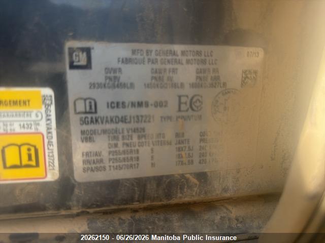 Buick Enclave 2014 5GAKVAKD4EJ137221 Image 9
