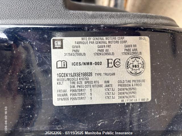 Продажа на аукционе авто 2008 Chevrolet Silverado 1500 Lt Ext Cab, vin: 1GCEK19JX8E198828, номер лота: 20262266