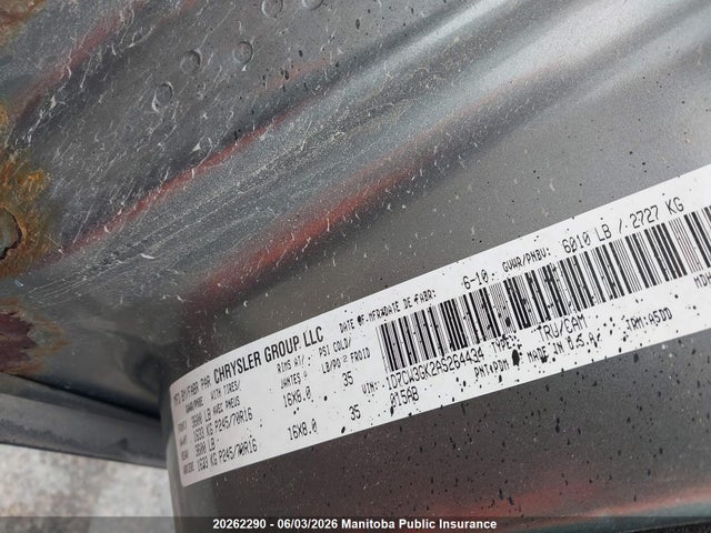 20262290 :رقم المزاد ، 1D7CW3GK2AS264434 vin ، 2010 Dodge Dakota Laramie Crew Cab مزاد بيع