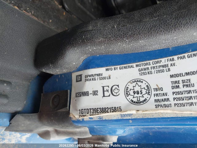 Продажа на аукционе авто 2008 Gmc Canyon Sle Ext Cab, vin: 1GTDT39E388215815, номер лота: 20262295