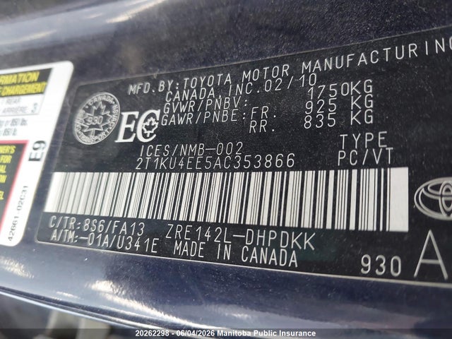Продаж на аукціоні авто 2010 Toyota Matrix, vin: 2T1KU4EE5AC353866, номер лоту: 20262298