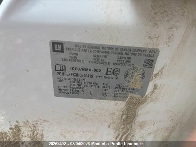 Chevrolet EQUINOX LT 2017 2GNFLFEK3H6349419 Image 9