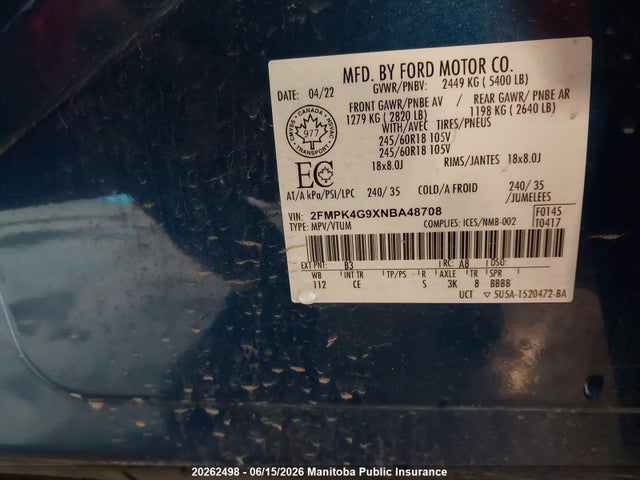 Ford EDGE SE 2022 2FMPK4G9XNBA48708 Image 9