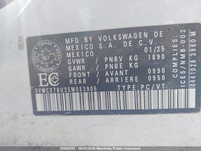 3VWCX7BU3SM053905 Volkswagen Jetta Trendline 1.5 Tsi