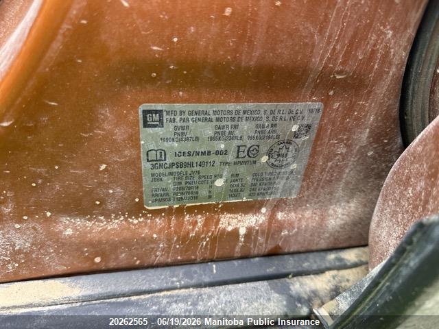 Chevrolet Trax Lt 2017 3GNCJPSB9HL149112 Image 9