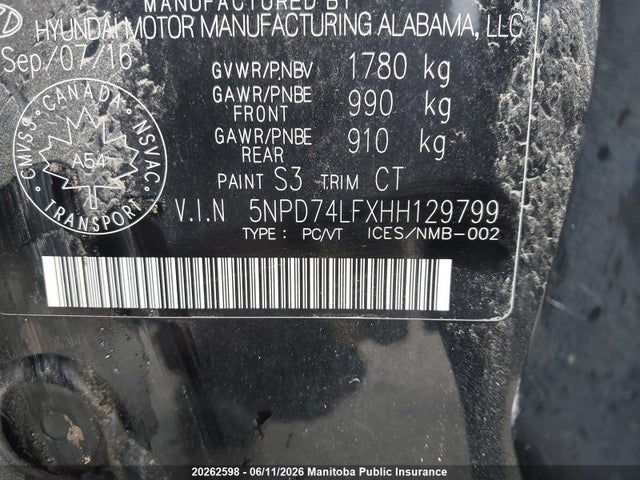 Продаж на аукціоні авто 2017 Hyundai Elantra Le, vin: 5NPD74LFXHH129799, номер лоту: 20262598