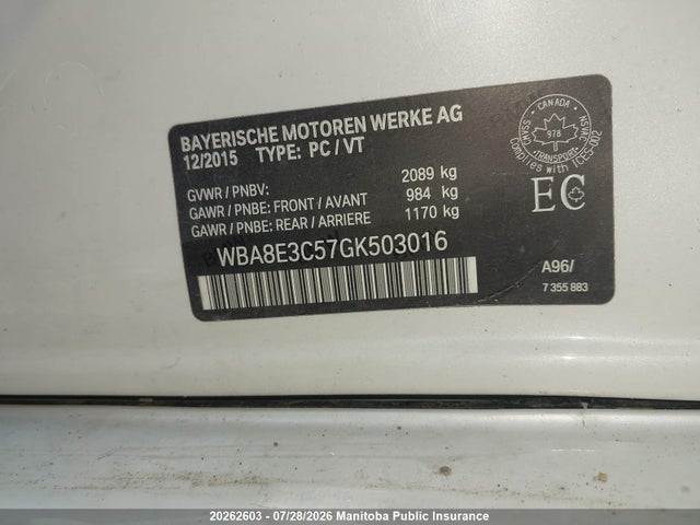 BMW 328i Xdrive 2016 WBA8E3C57GK503016 Image 9