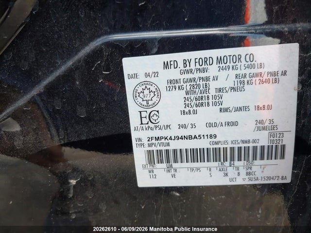 Ford EDGE SEL 2022 2FMPK4J94NBA51189 Image 8