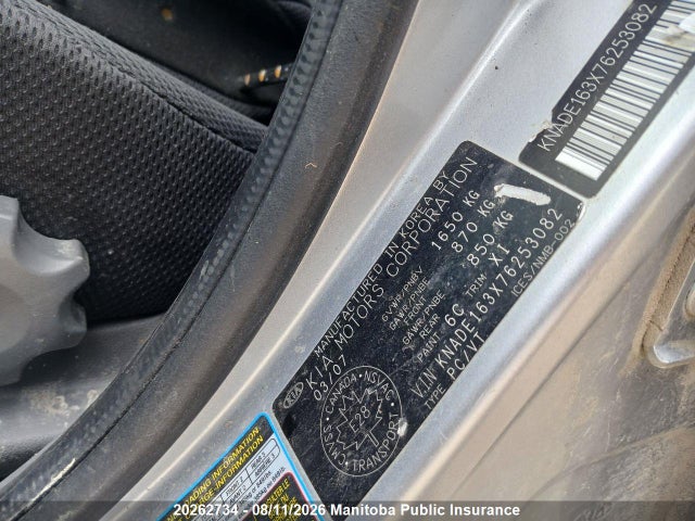 Aukcja sprzedaży 2007 Kia Rio 5 Ex Convenience, vin: KNADE163X76253082, numer aukcji: 20262734