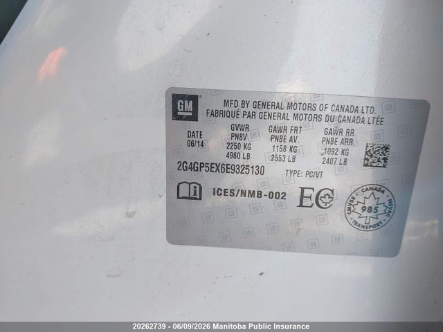 Buick Regal Turbo 2014 2G4GP5EX6E9325130 Image 9
