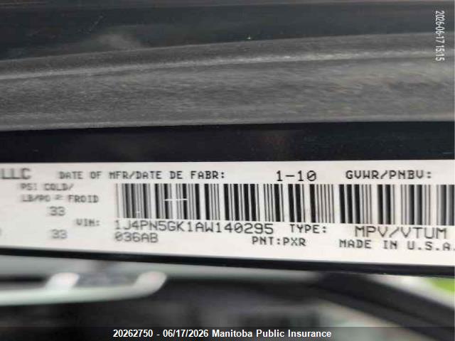 20262750 :رقم المزاد ، 1J4PN5GK1AW140295 vin ، 2010 Jeep Liberty Limited مزاد بيع