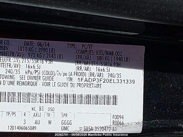 Ford FOCUS SE 2014 1FADP3F20EL331339 Image 8