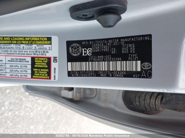 2016 Toyota Corolla Ce მანქანა იყიდება აუქციონზე, vin: 2T1BURHE1GC630286, აუქციონის ნომერი: 20262798