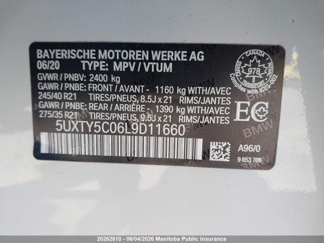 5UXTY5C06L9D11660 BMW X3 30i