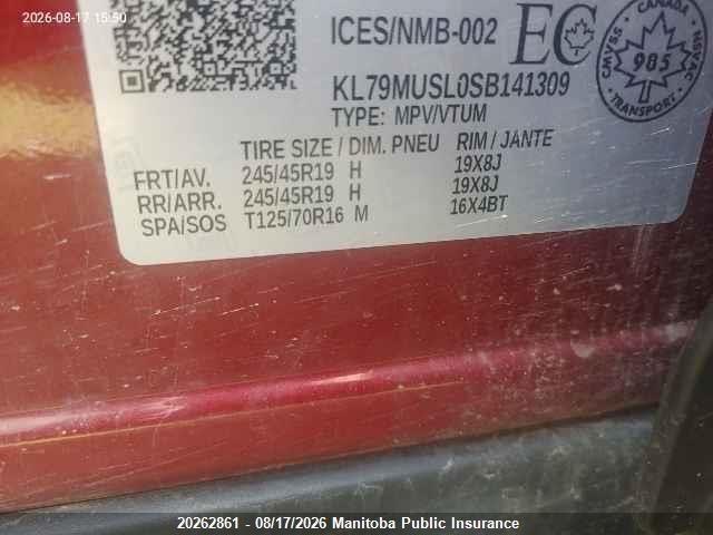 Aukcja sprzedaży 2025 Chevrolet Trailblazer Rs Turbo, vin: KL79MUSL0SB141309, numer aukcji: 20262861