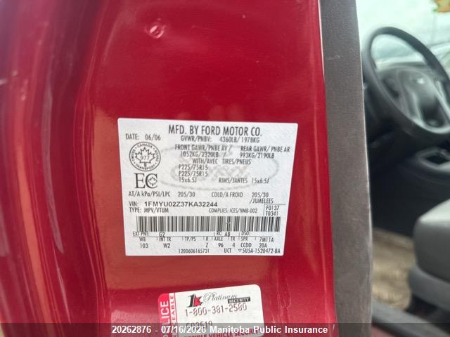 20262876 :رقم المزاد ، 1FMYU02Z37KA32244 vin ، 2007 Ford Escape Xls مزاد بيع