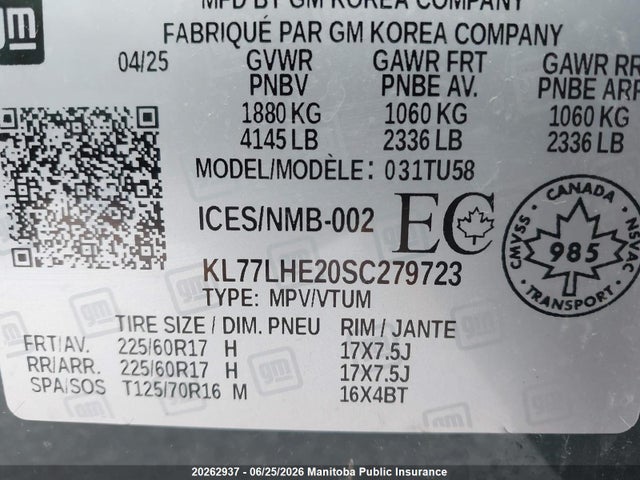Chevrolet Trax Lt 2025 KL77LHE20SC279723 Image 9