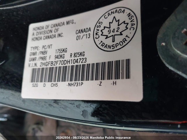Aukcja sprzedaży 2013 Honda Civic Touring, vin: 2HGFB2F70DH104723, numer aukcji: 20262954