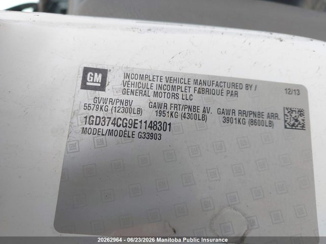 Aukcja sprzedaży 2014 Gmc Savana 3500, vin: 1GD374CG9E1148301, numer aukcji: 20262964