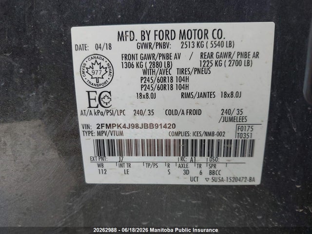 Ford EDGE SEL 2018 2FMPK4J98JBB91420 Image 8