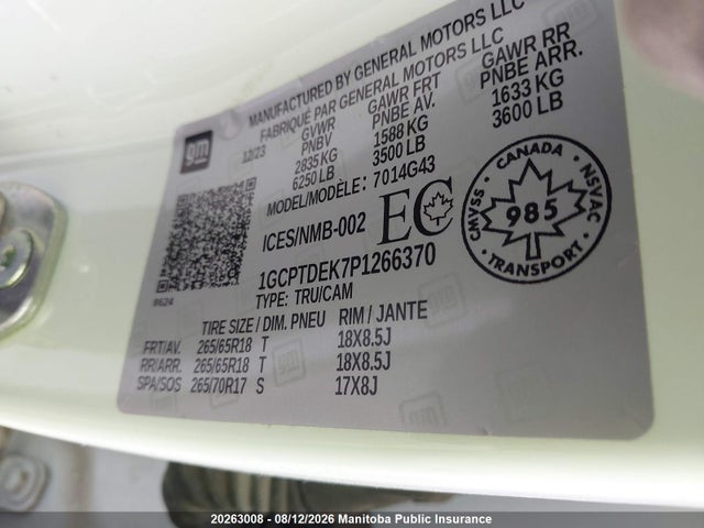Aukcja sprzedaży 2023 Chevrolet Colorado Z71 Crew Cab, vin: 1GCPTDEK7P1266370, numer aukcji: 20263008