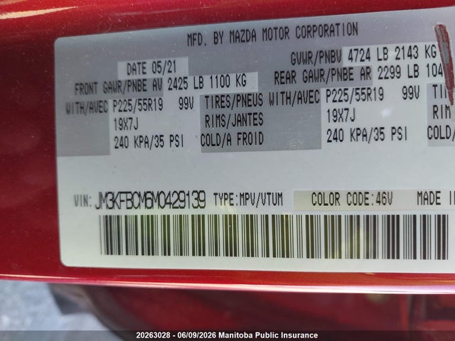 JM3KFBCM6M0429139 Mazda Cx-5 Gs