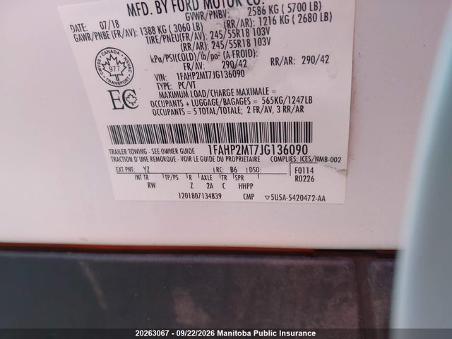 Aukcja sprzedaży 2018 Ford Taurus Police, vin: 1FAHP2MT7JG136090, numer aukcji: 20263067