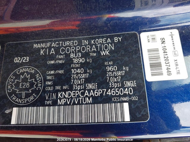 2023 Kia Seltos Lx მანქანა იყიდება აუქციონზე, vin: KNDEPCAA6P7465040, აუქციონის ნომერი: 20263079